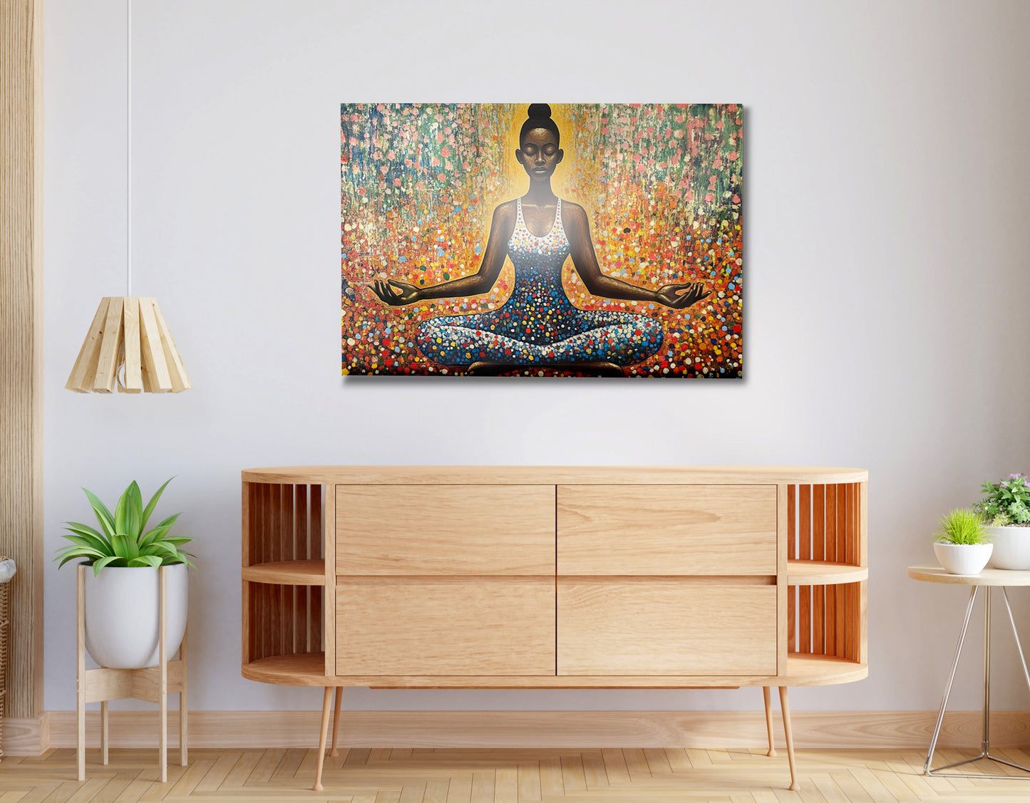 Black Woman Meditation Floral African American wall art view 20
