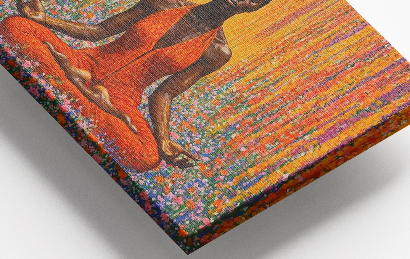 Close-up of Black Woman Red Yoga Meditation African American wall art detail