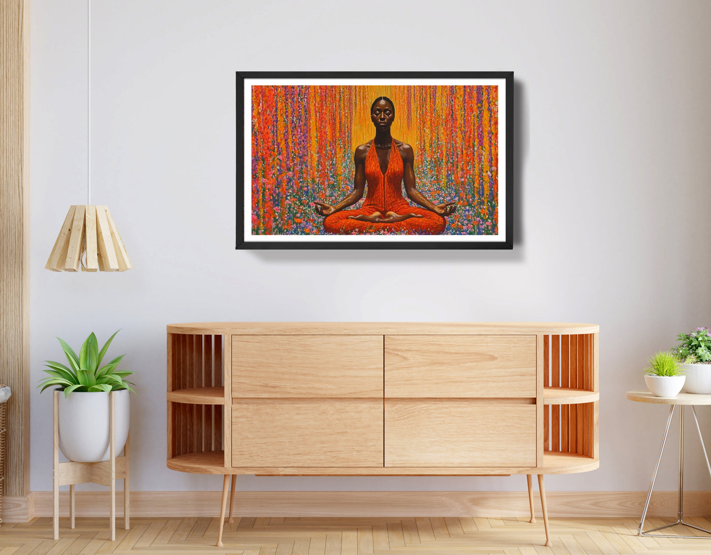 Black Woman Red Yoga Meditation African American wall art view 68