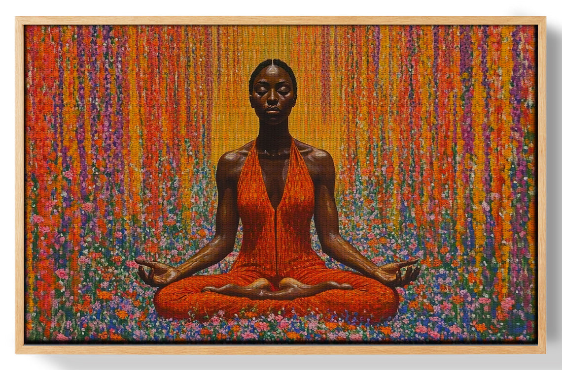Black Woman Red Yoga Meditation African American wall art view 49