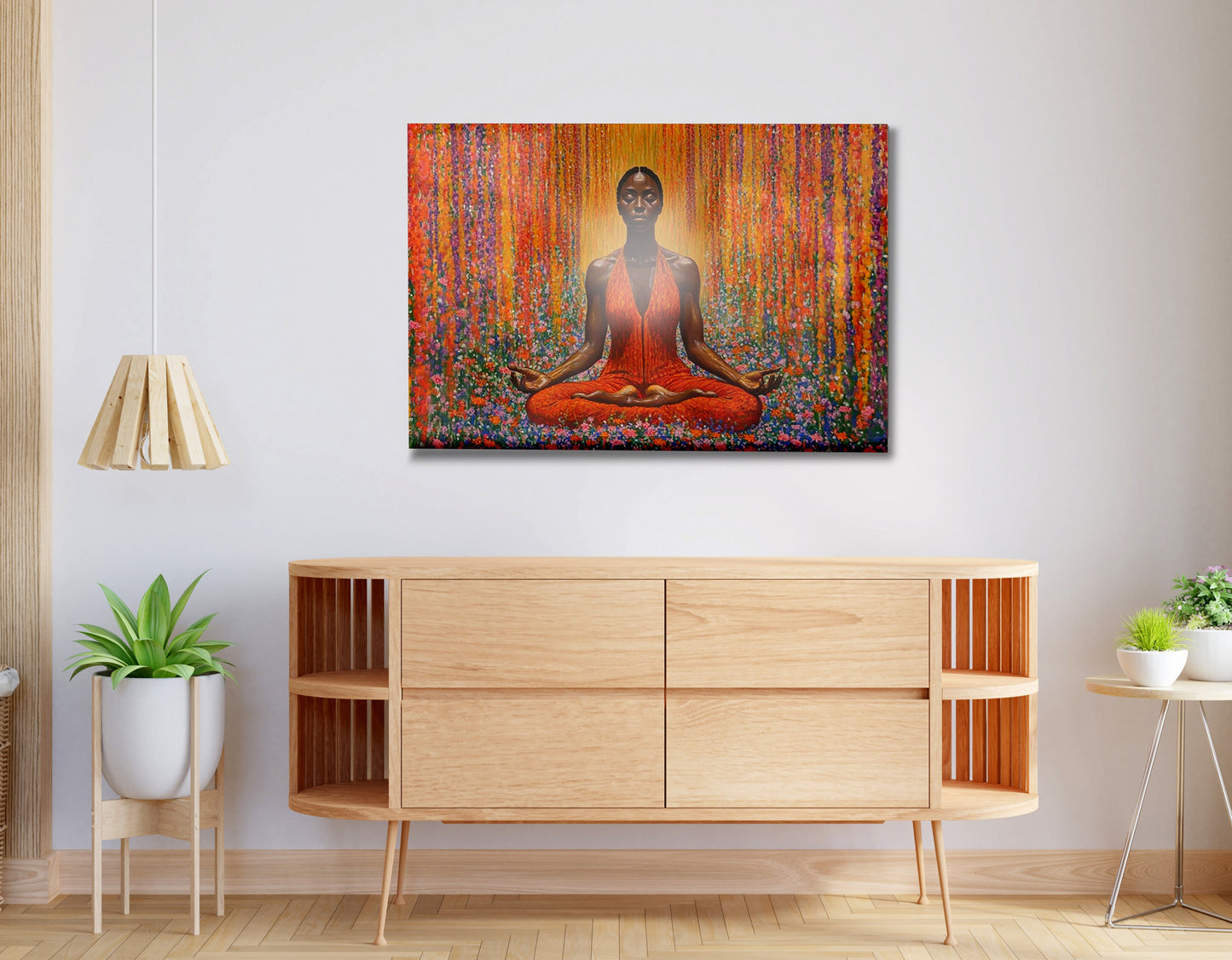 Black Woman Red Yoga Meditation African American wall art view 20