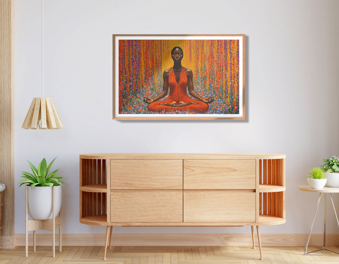 Black Woman Red Yoga Meditation African American wall art view 80