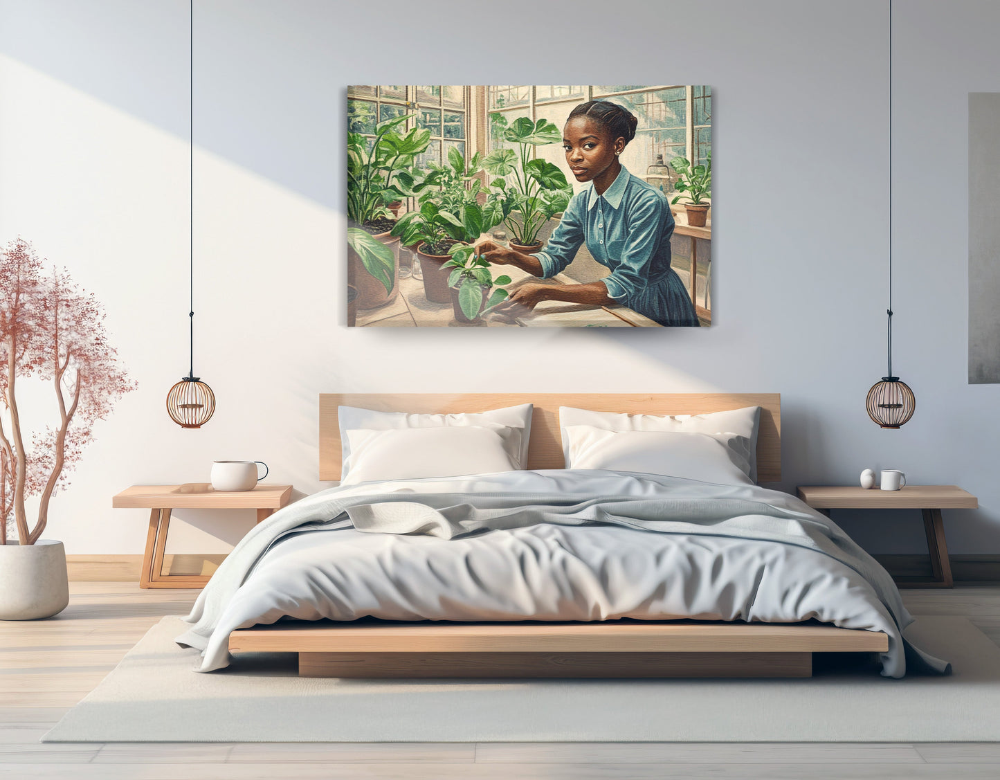 Black Girl Plant Lover Black children wall art displayed as bedroom wall decor