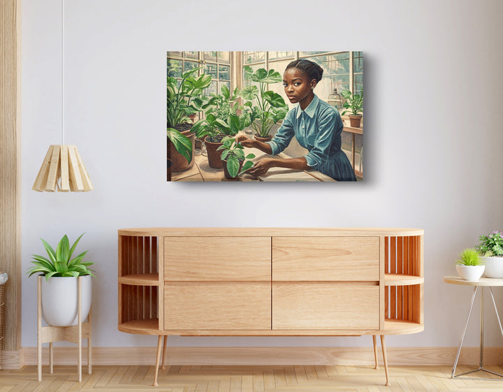 Black Girl Plant Lover Wall Art
