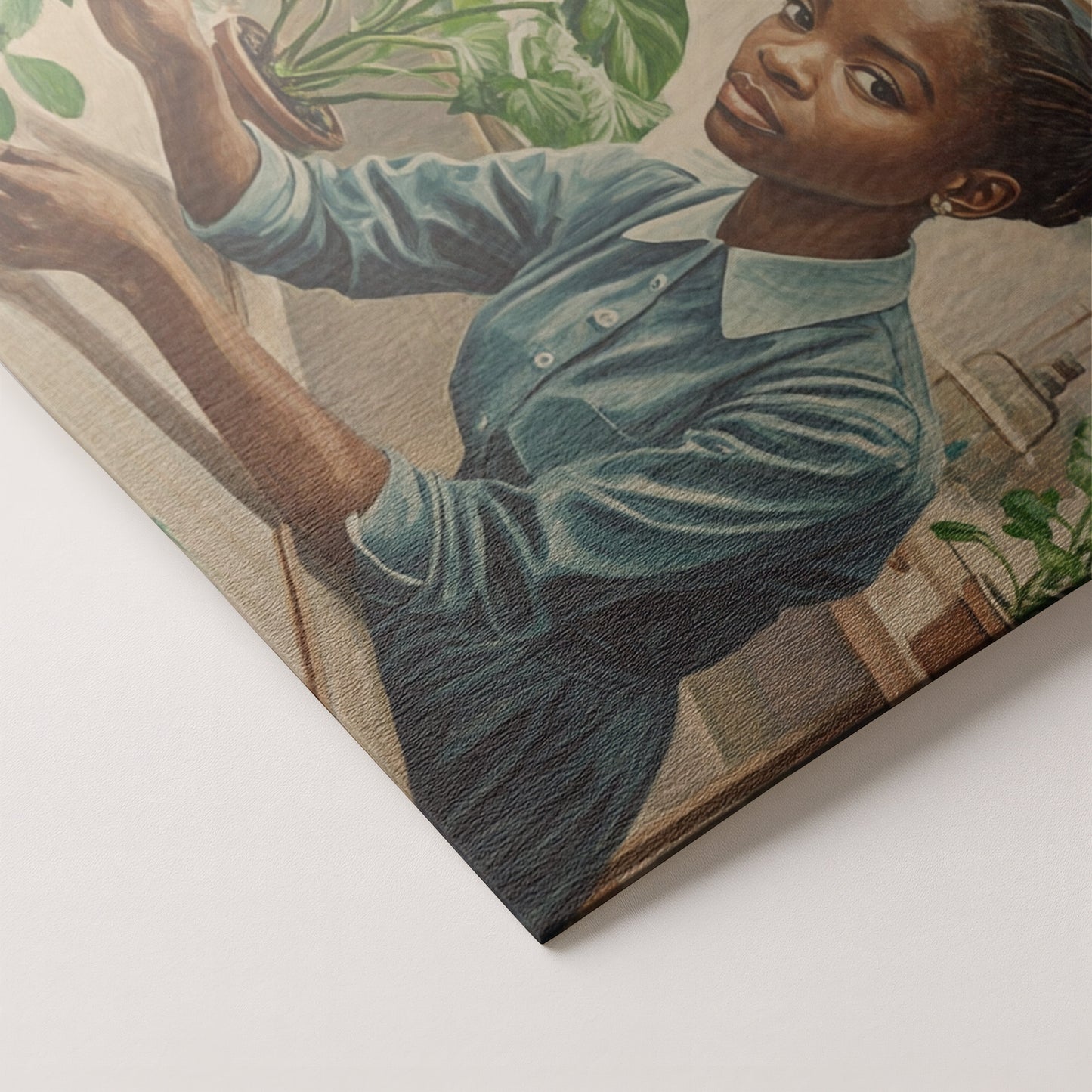 Black Girl Plant Lover Black children wall art artwork by MoomZee Artwork