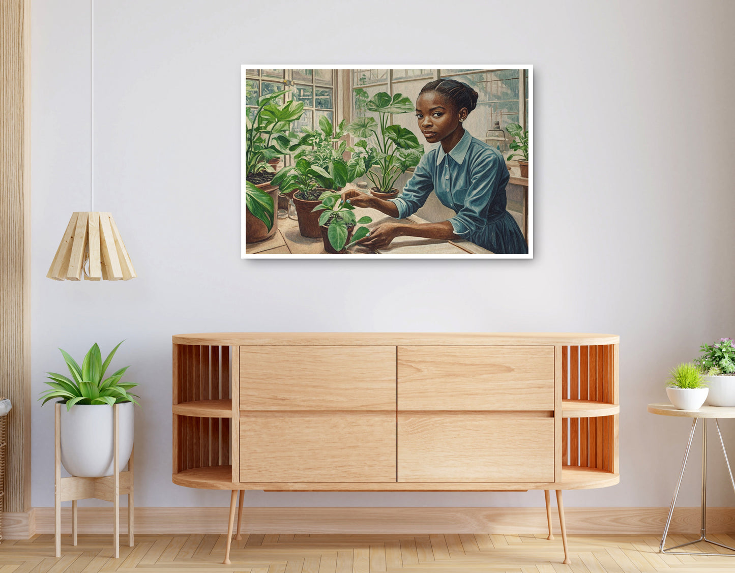 Alternate view of Black Girl Plant Lover Black children wall art canvas print
