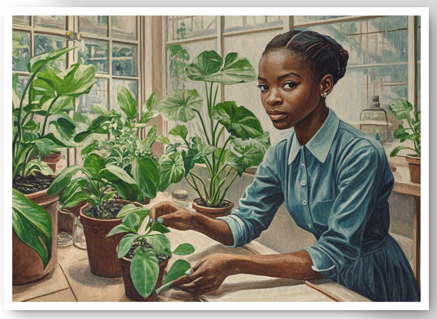 Black Girl Plant Lover Black children wall art canvas print by MoomZee Artwork