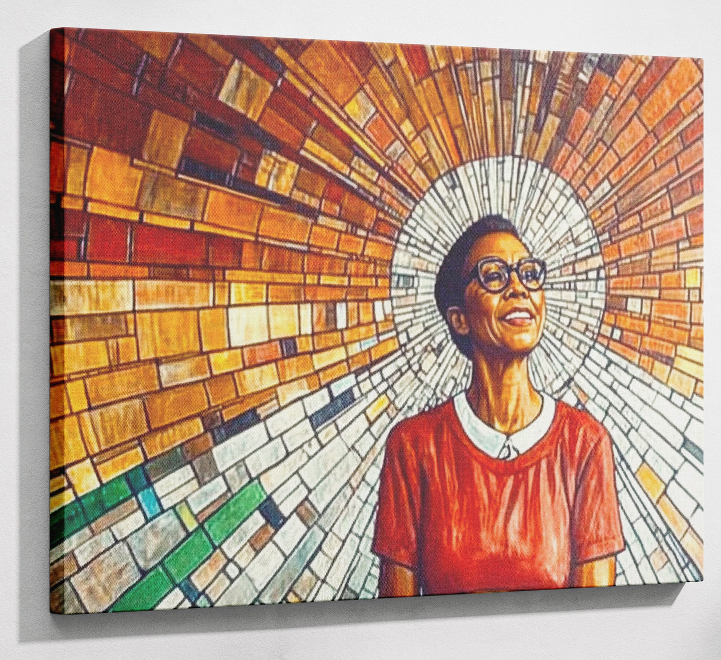 Black Woman Joyful Portrait African American wall art canvas print with visible wall art format