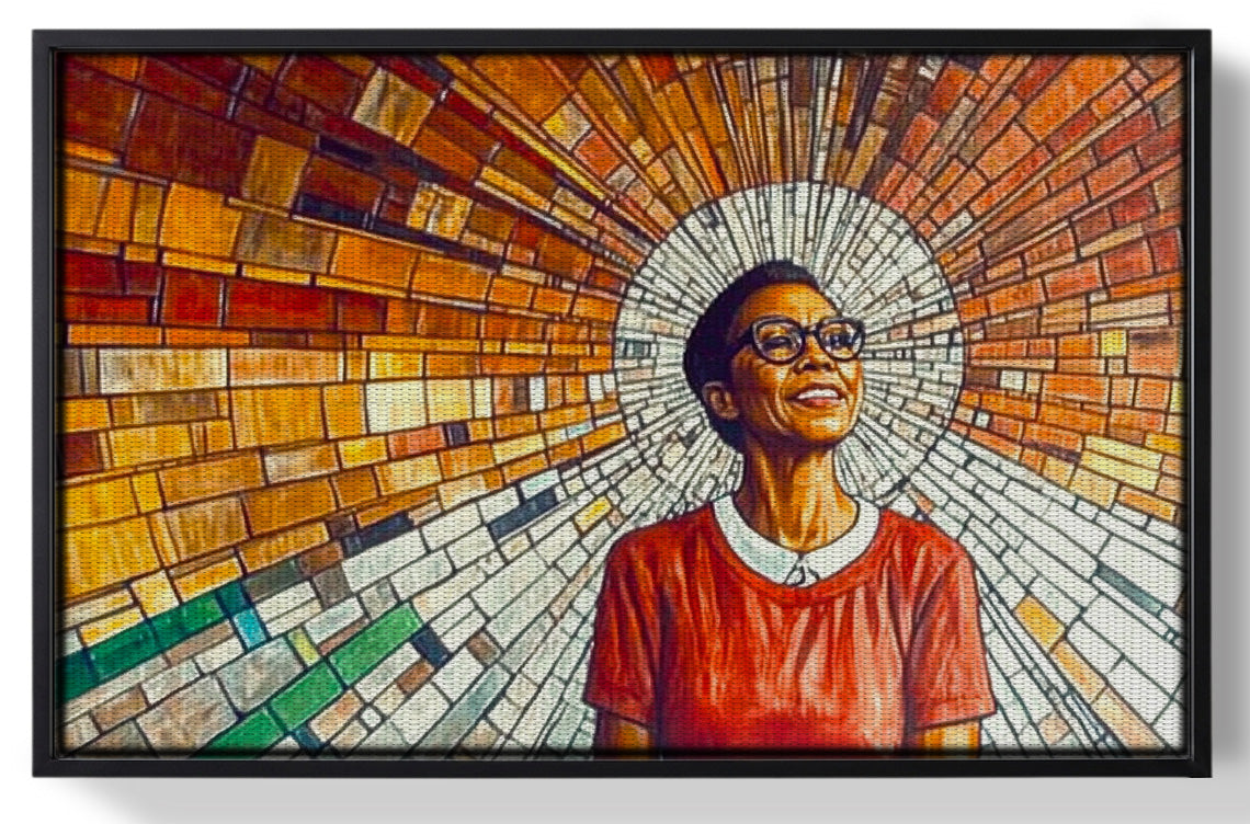 Framed Black Woman Joyful Portrait African American wall art for home decor