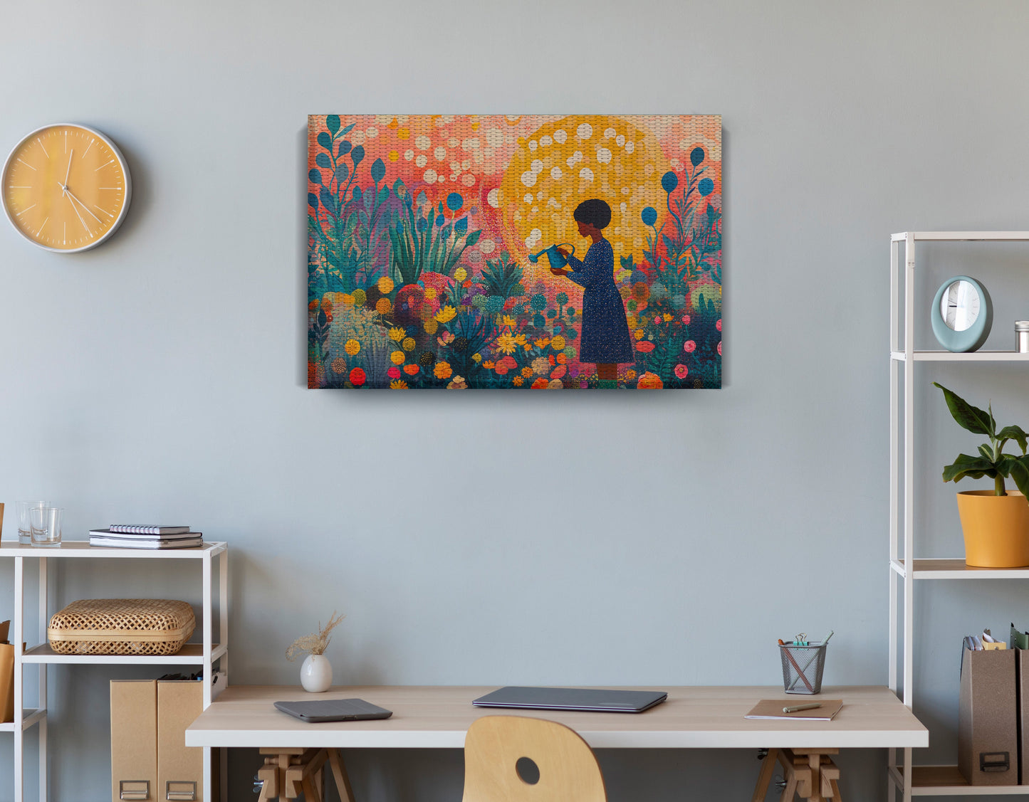 Black Girl Garden Black children wall art displayed as office wall decor