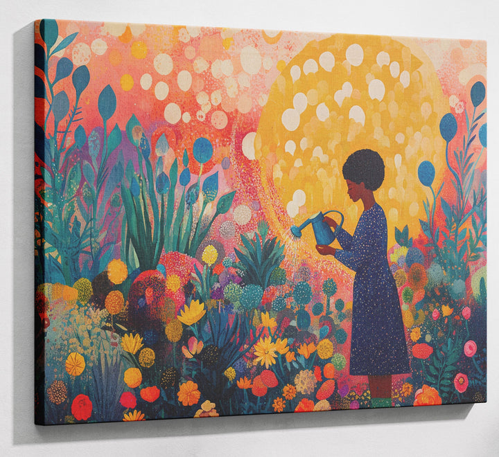 Black Girl Garden Black children wall art canvas print with visible wall art format