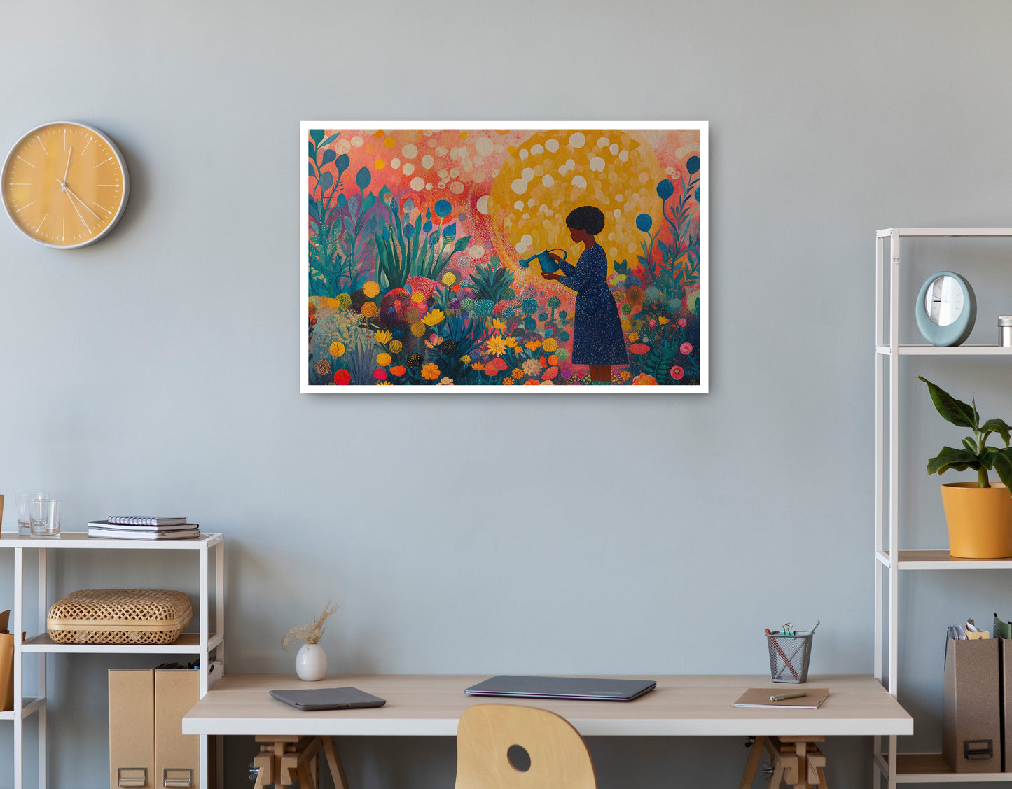 Black Girl Garden Black children wall art print view