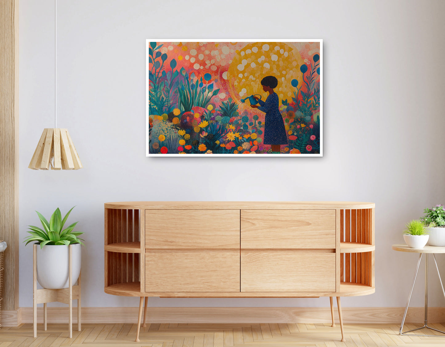 Alternate view of Black Girl Garden Black children wall art canvas print