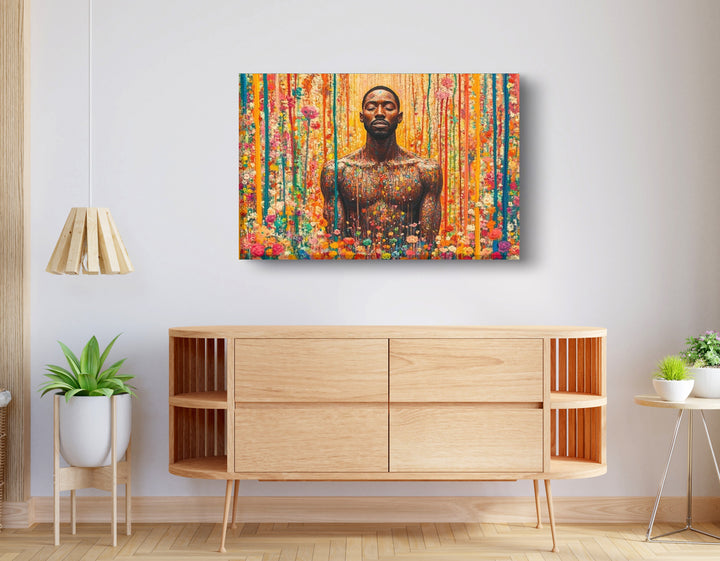 Black Man Floral Portrait Wall Art