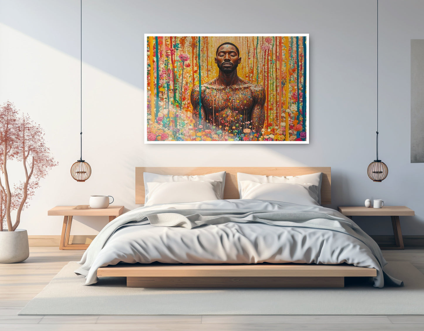 Black Man Floral Portrait African American wall art artwork view