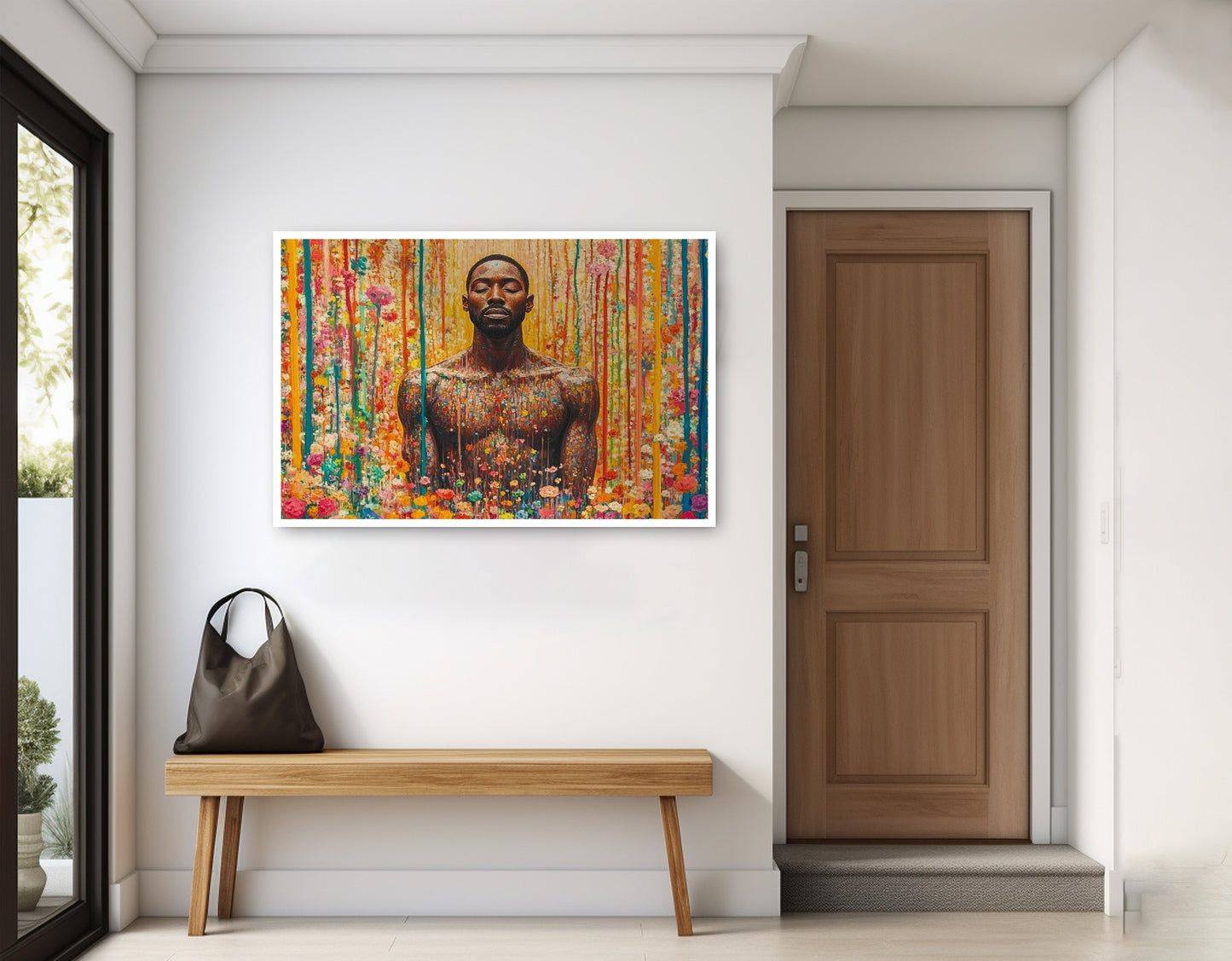 Black Man Floral Portrait African American wall art home decor view