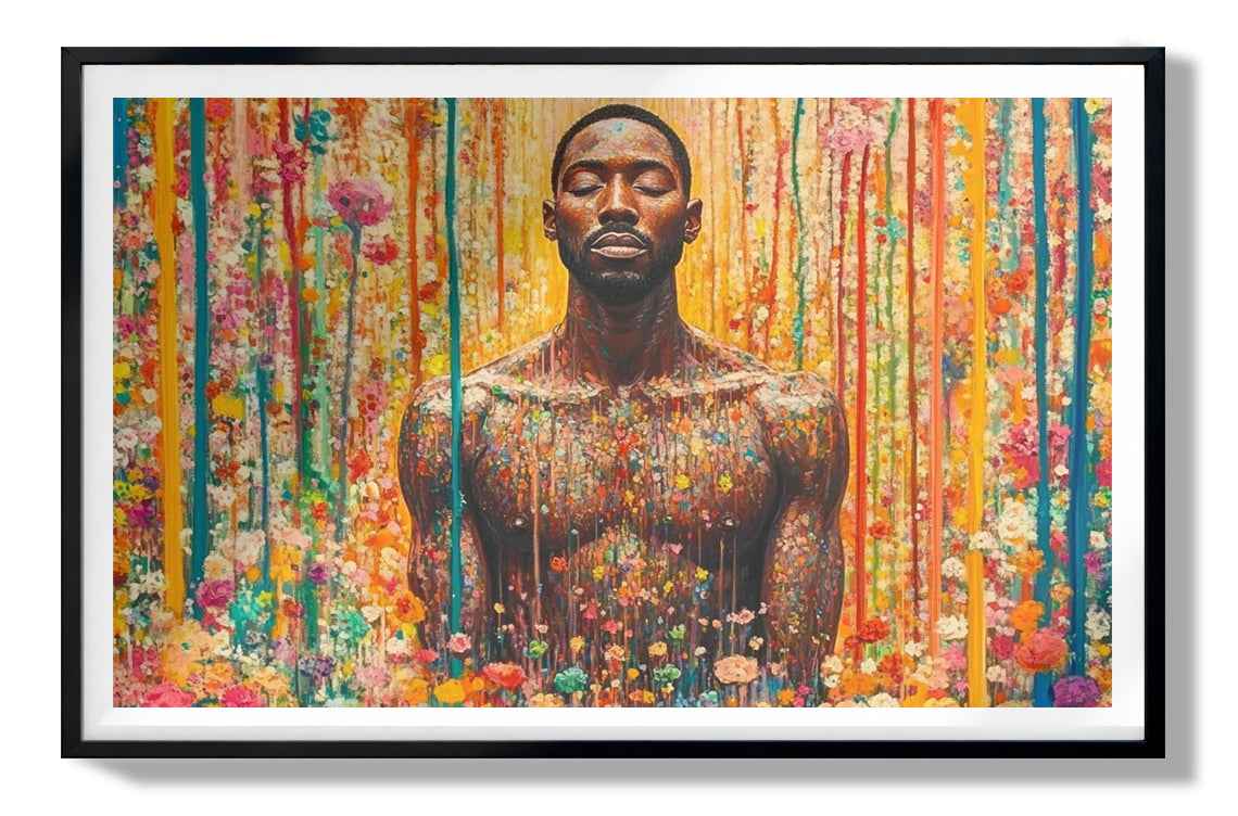 Black Man Floral Portrait African American wall art view 67