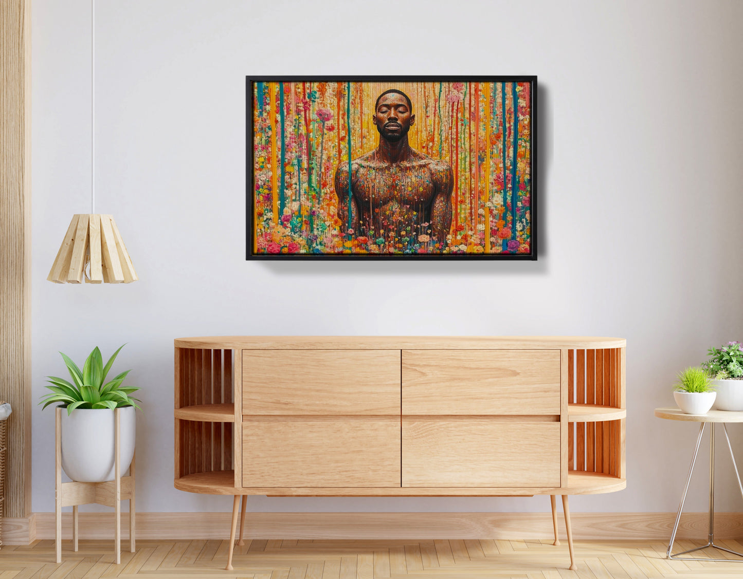 Black Man Floral Portrait African American wall art view 26