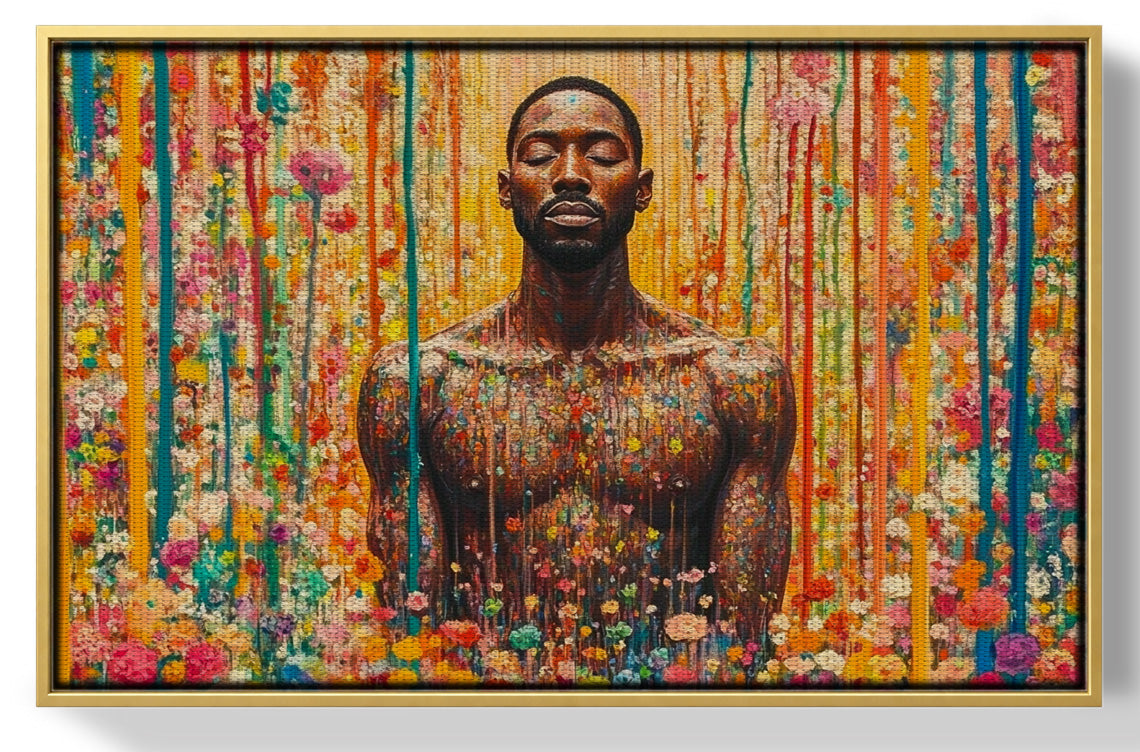 Black Man Floral Portrait African American wall art view 37