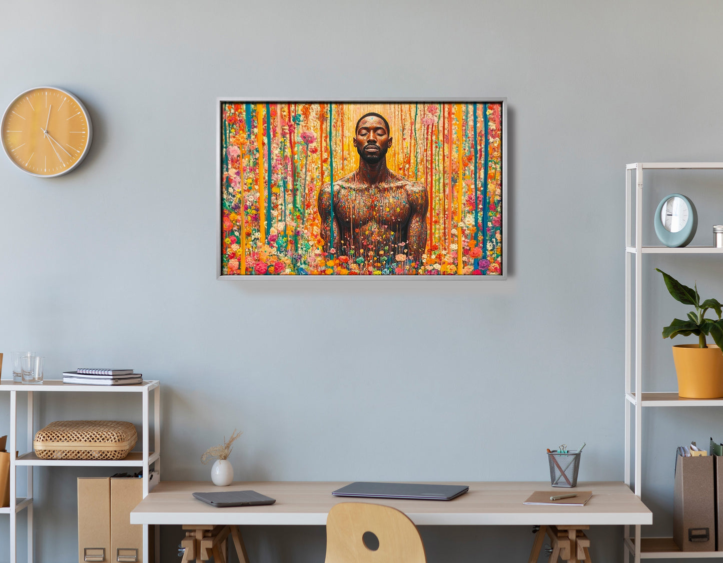 Black Man Floral Portrait African American wall art view 60