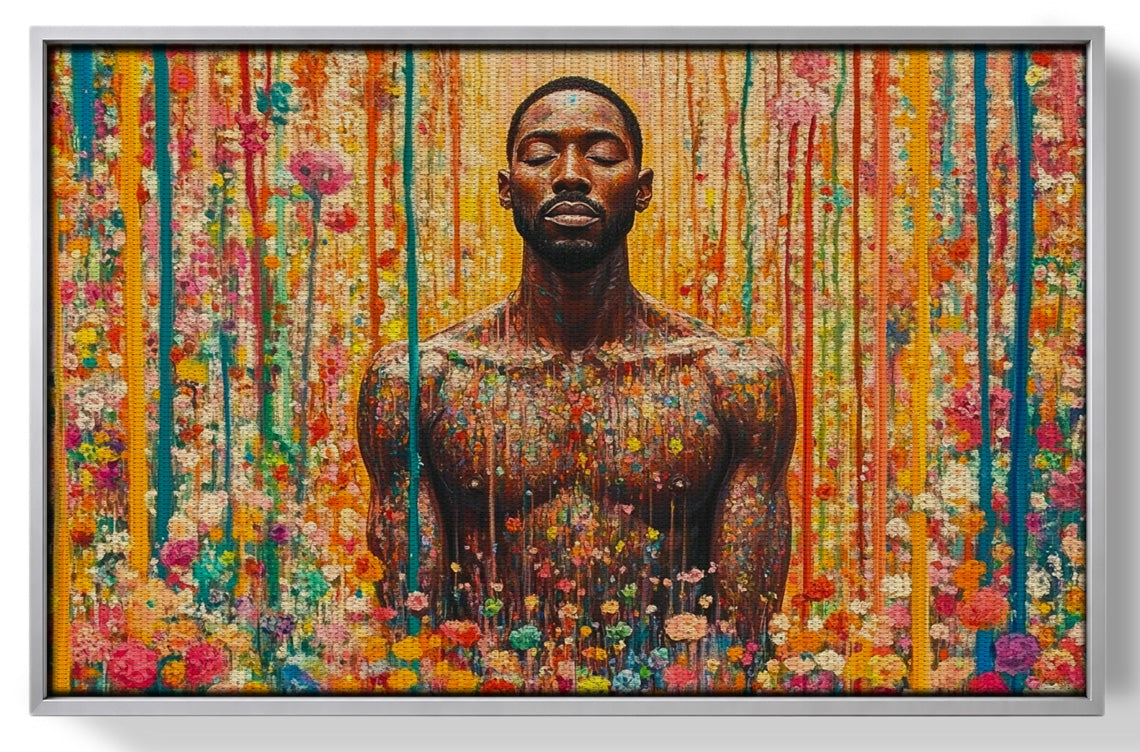Black Man Floral Portrait African American wall art view 55