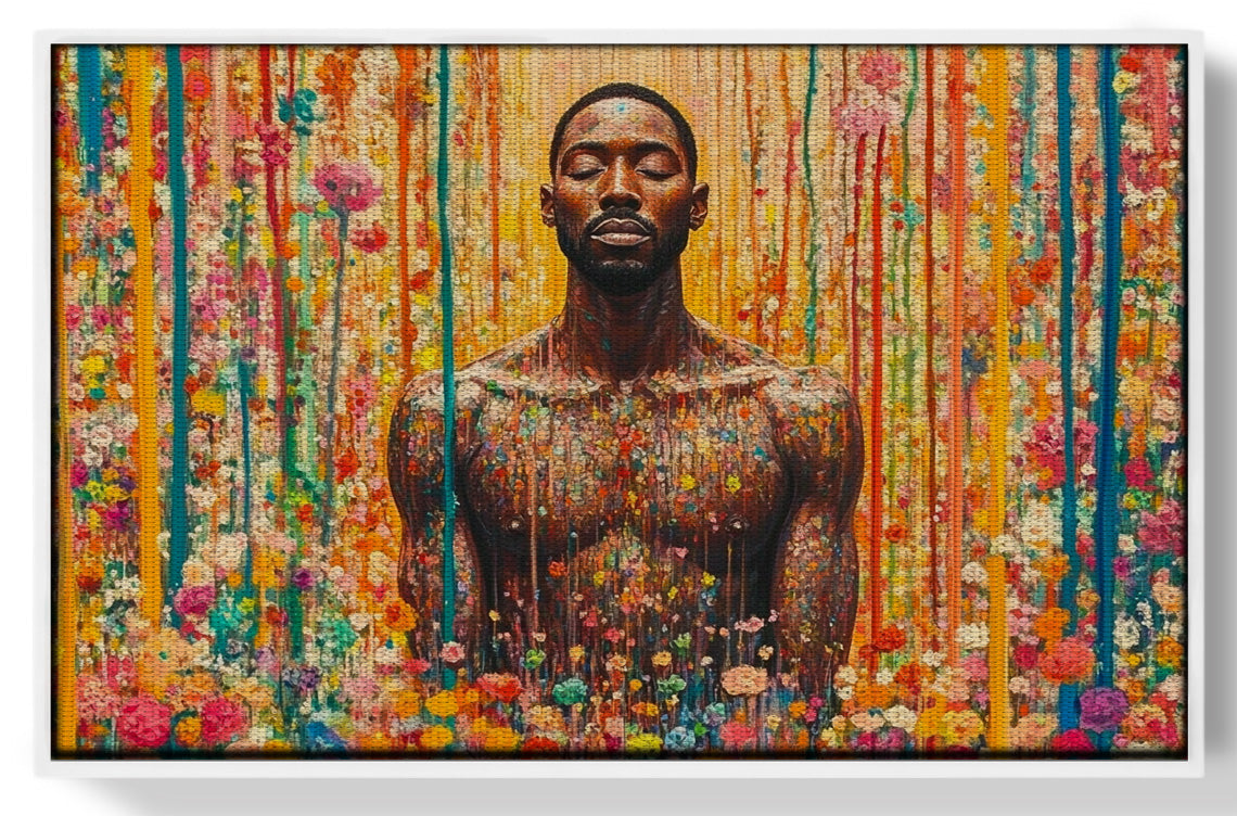Black Man Floral Portrait African American wall art view 61