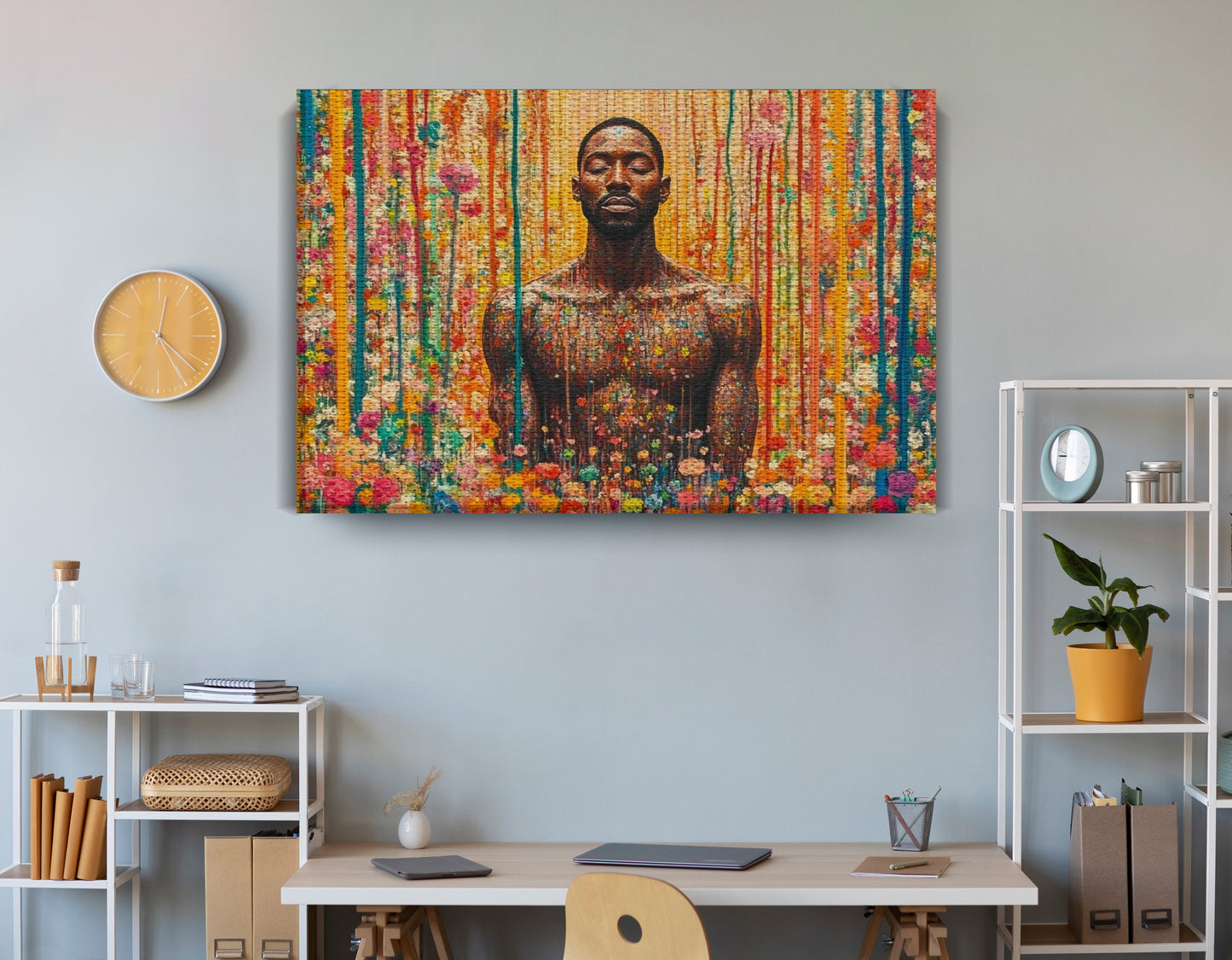 Black Man Floral Portrait African American wall art view 18