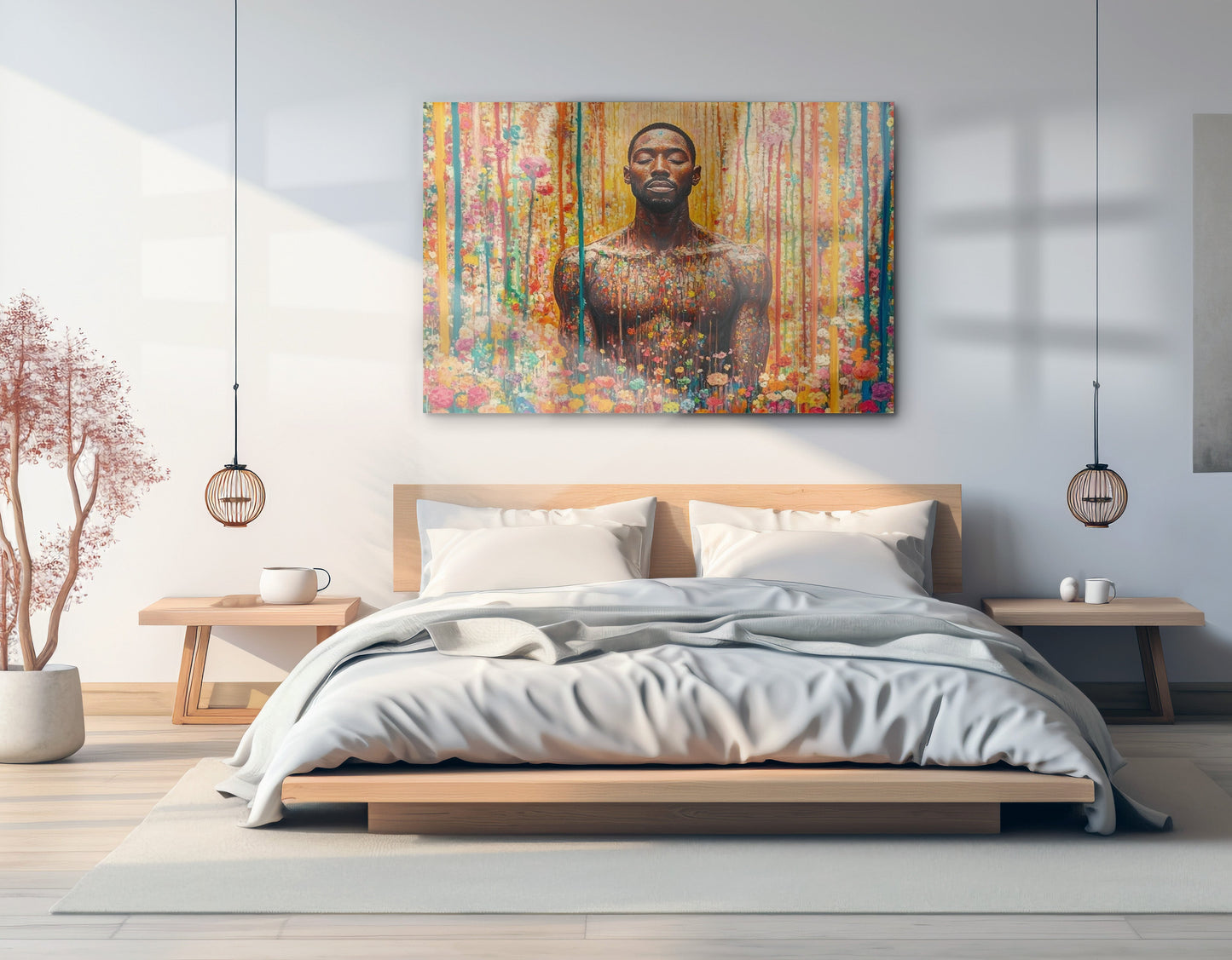 Black Man Floral Portrait African American wall art view 21