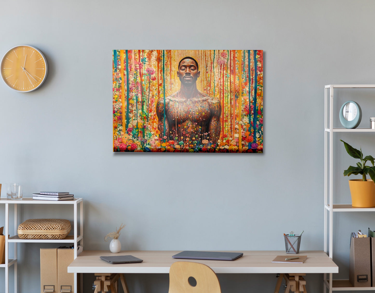 Black Man Floral Portrait African American wall art view 24