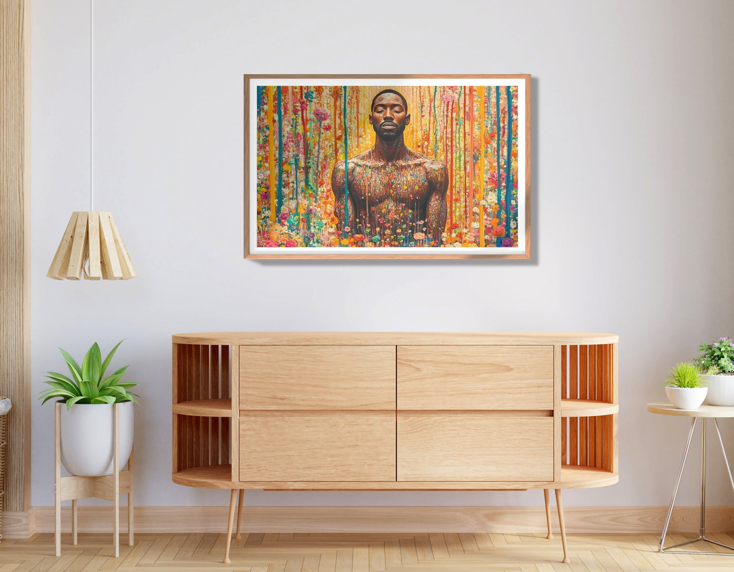 Black Man Floral Portrait African American wall art view 80