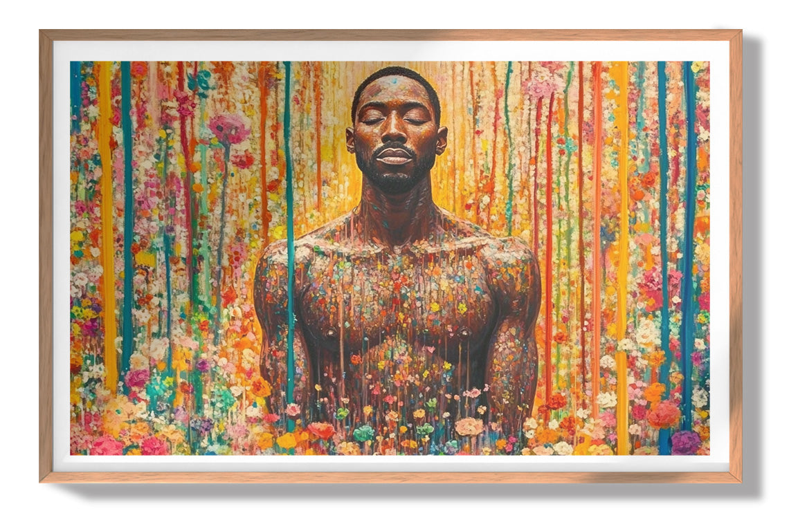 Black Man Floral Portrait African American wall art view 79