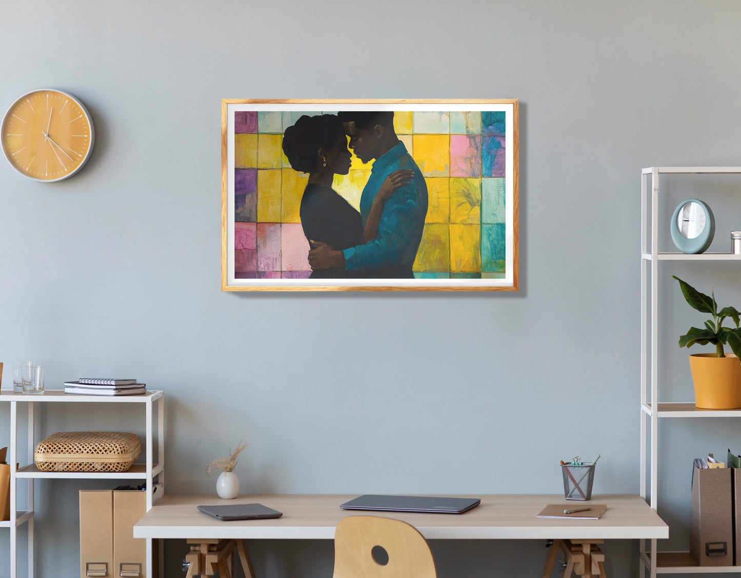 Black Woman Blue Yoga African American wall art view 78