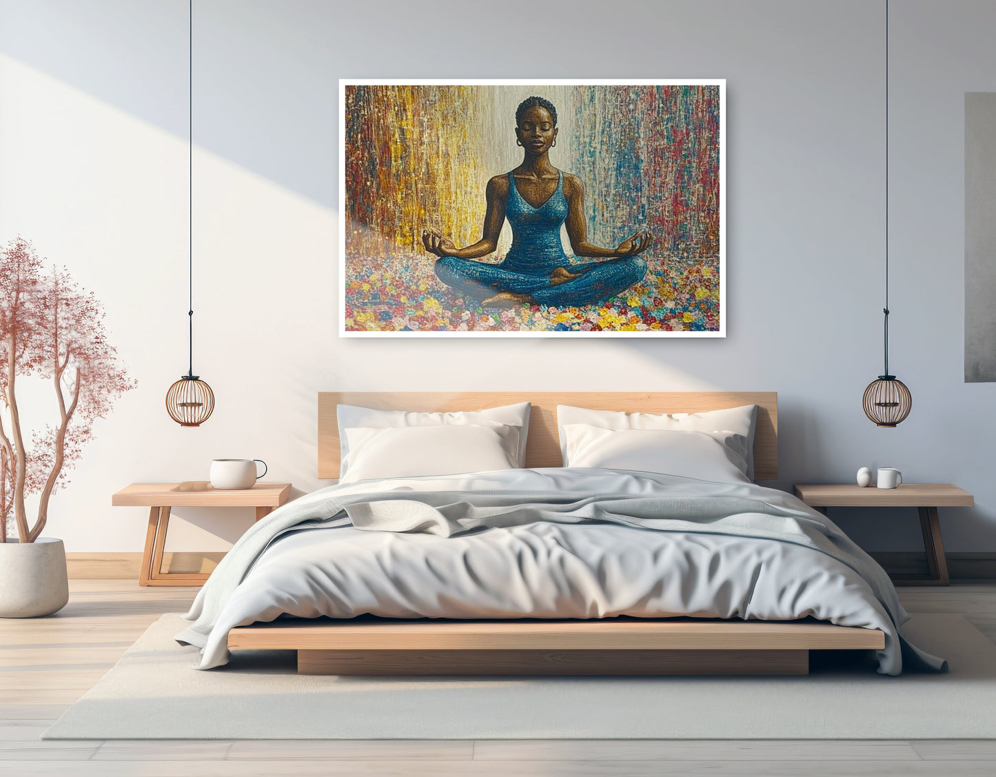Black Woman Blue Yoga African American wall art artwork view