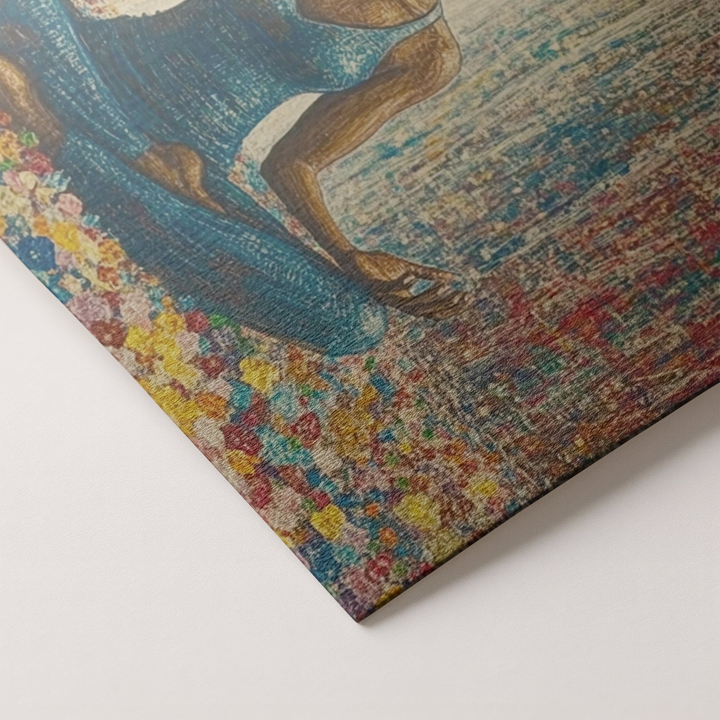 Black Woman Blue Yoga African American wall art artwork by MoomZee Artwork