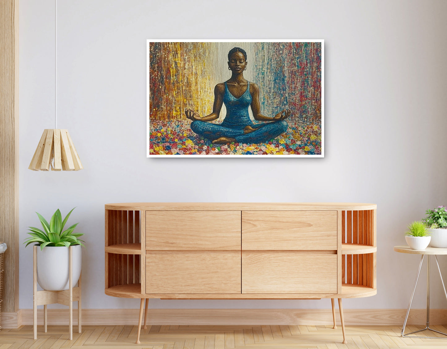 Alternate view of Black Woman Blue Yoga African American wall art canvas print
