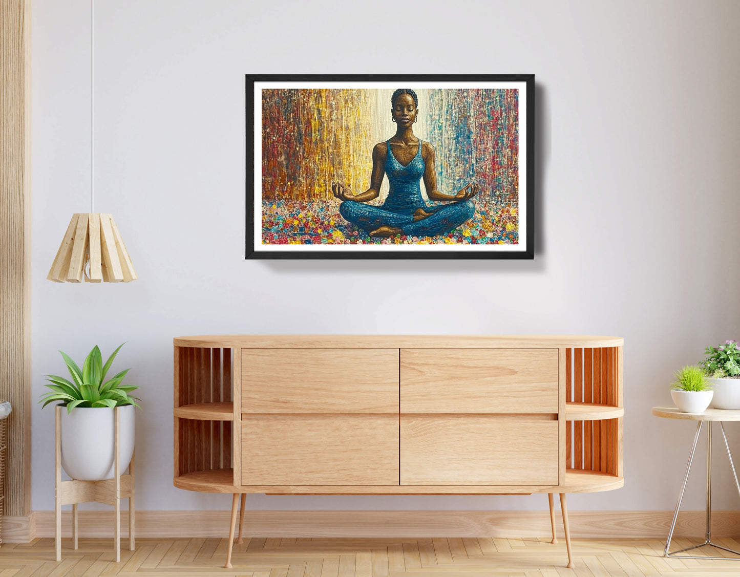 Black Woman Blue Yoga African American wall art view 68