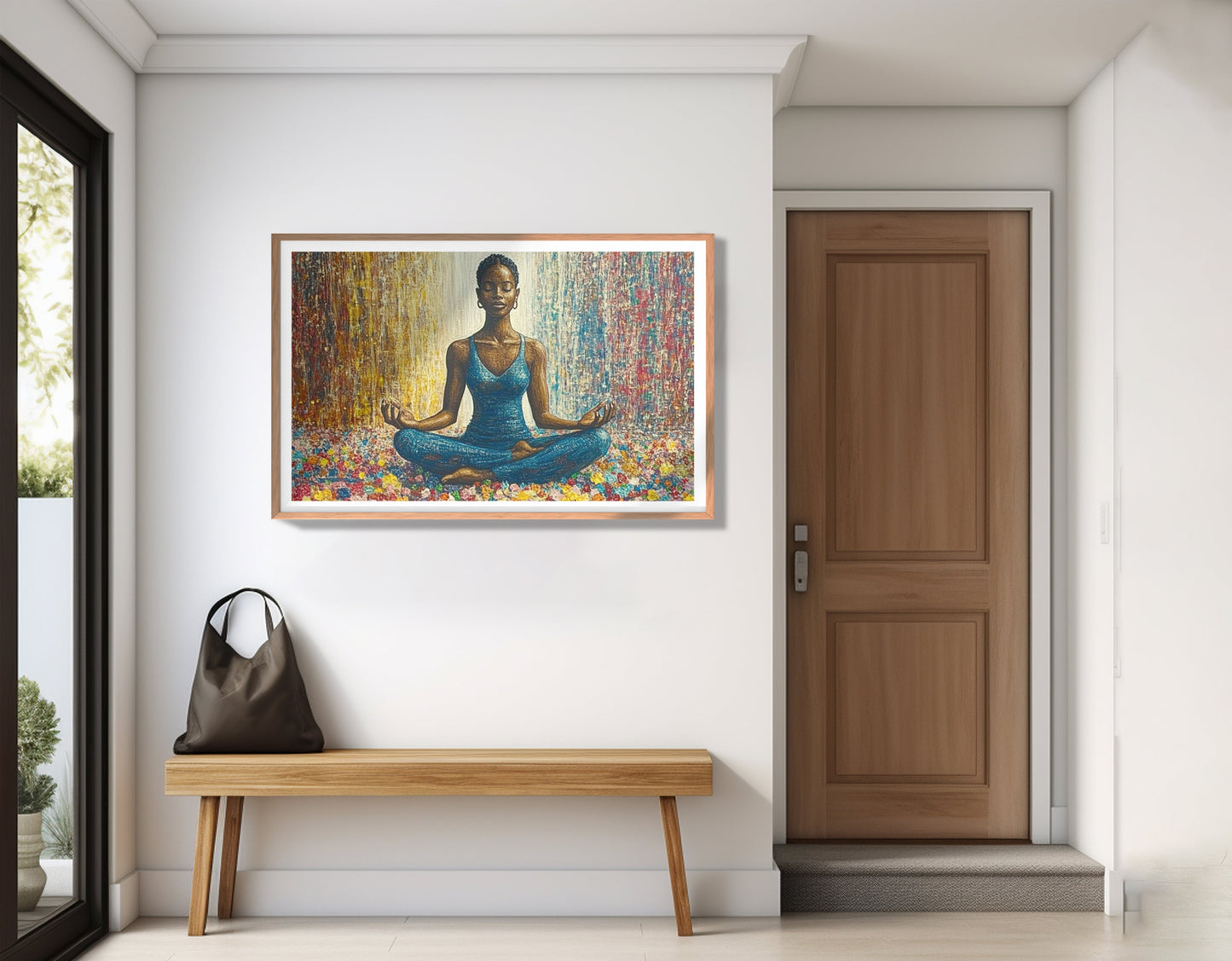 Black Woman Blue Yoga African American wall art view 83