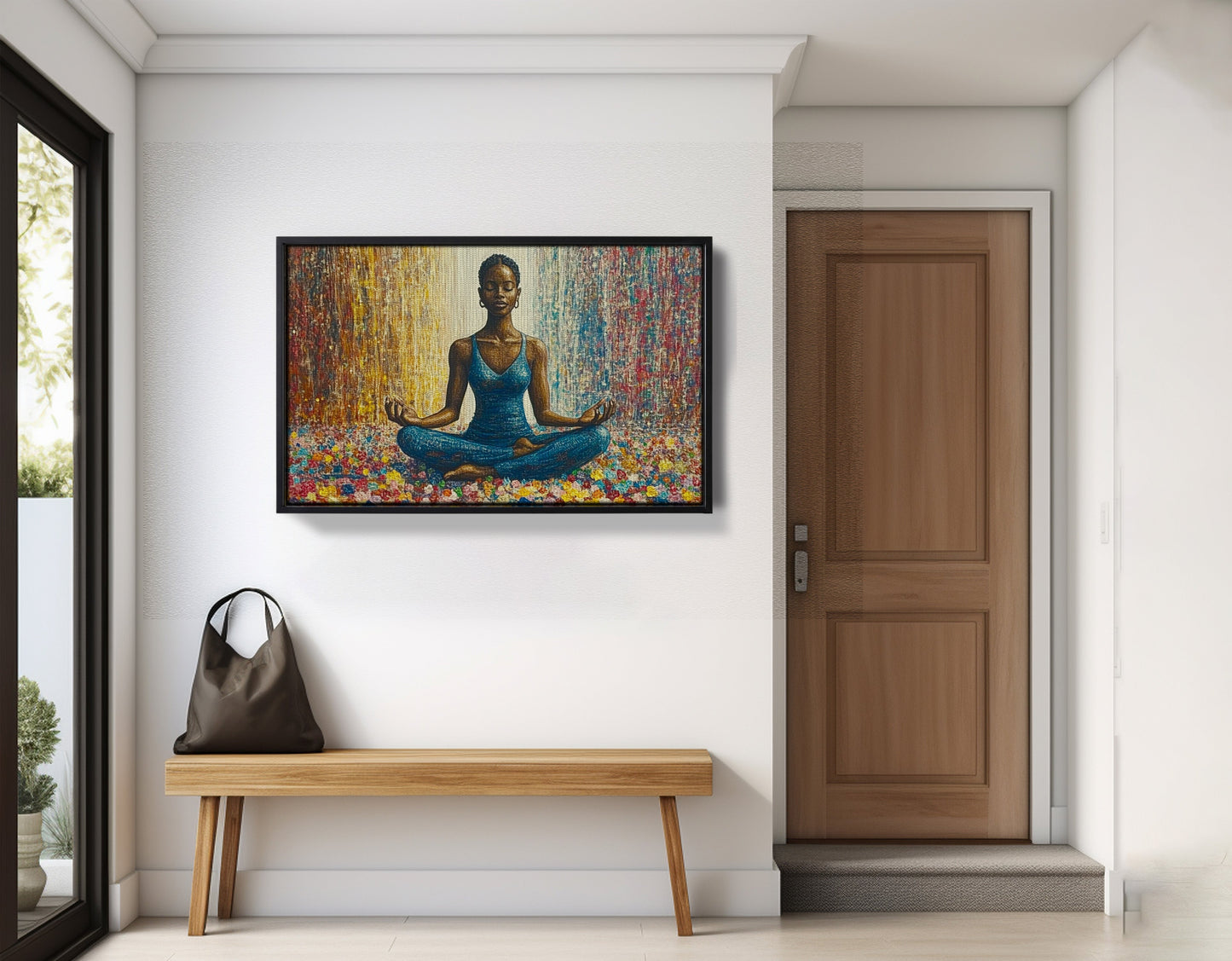 Black Woman Blue Yoga African American wall art view 29