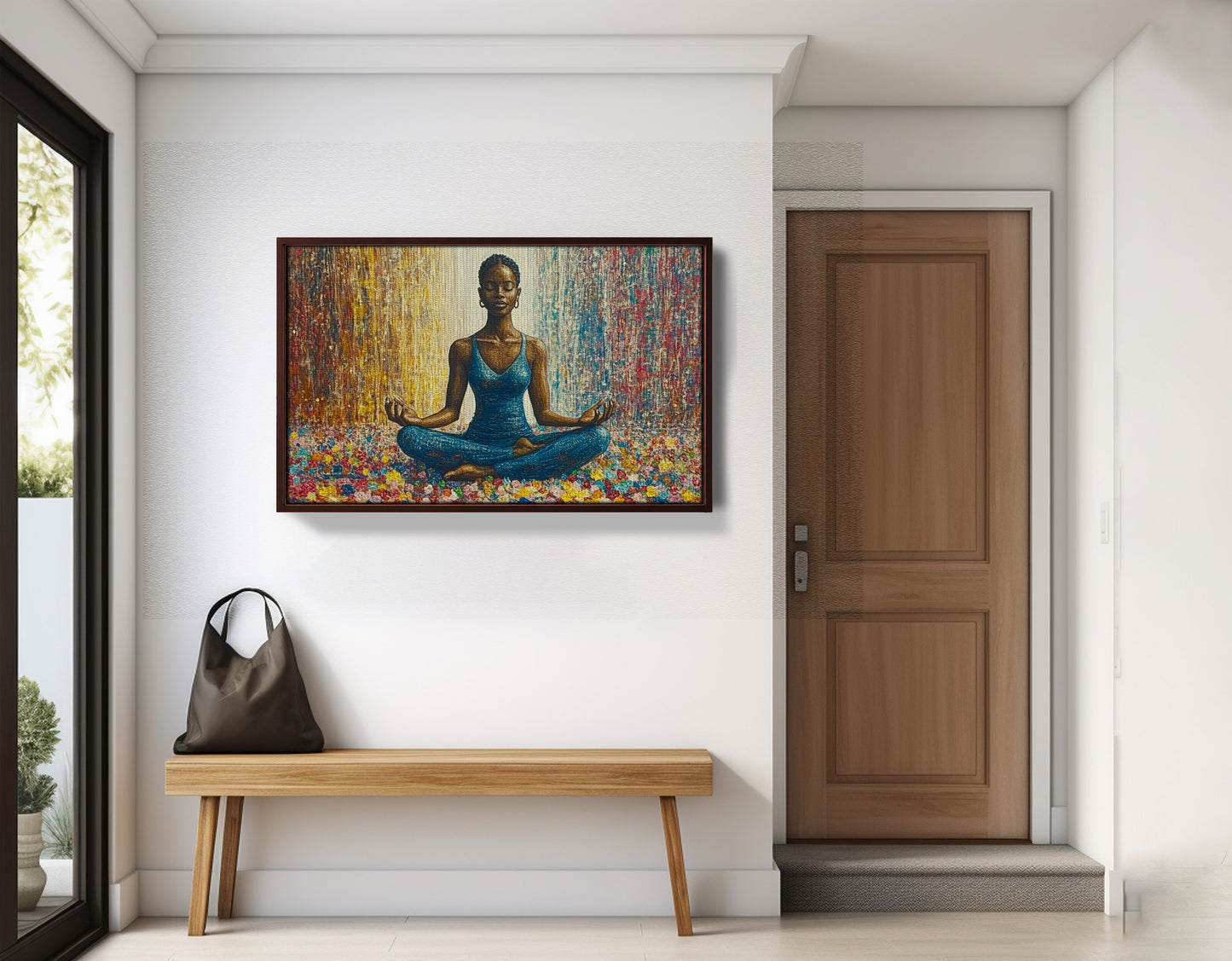 Black Woman Blue Yoga African American wall art view 35