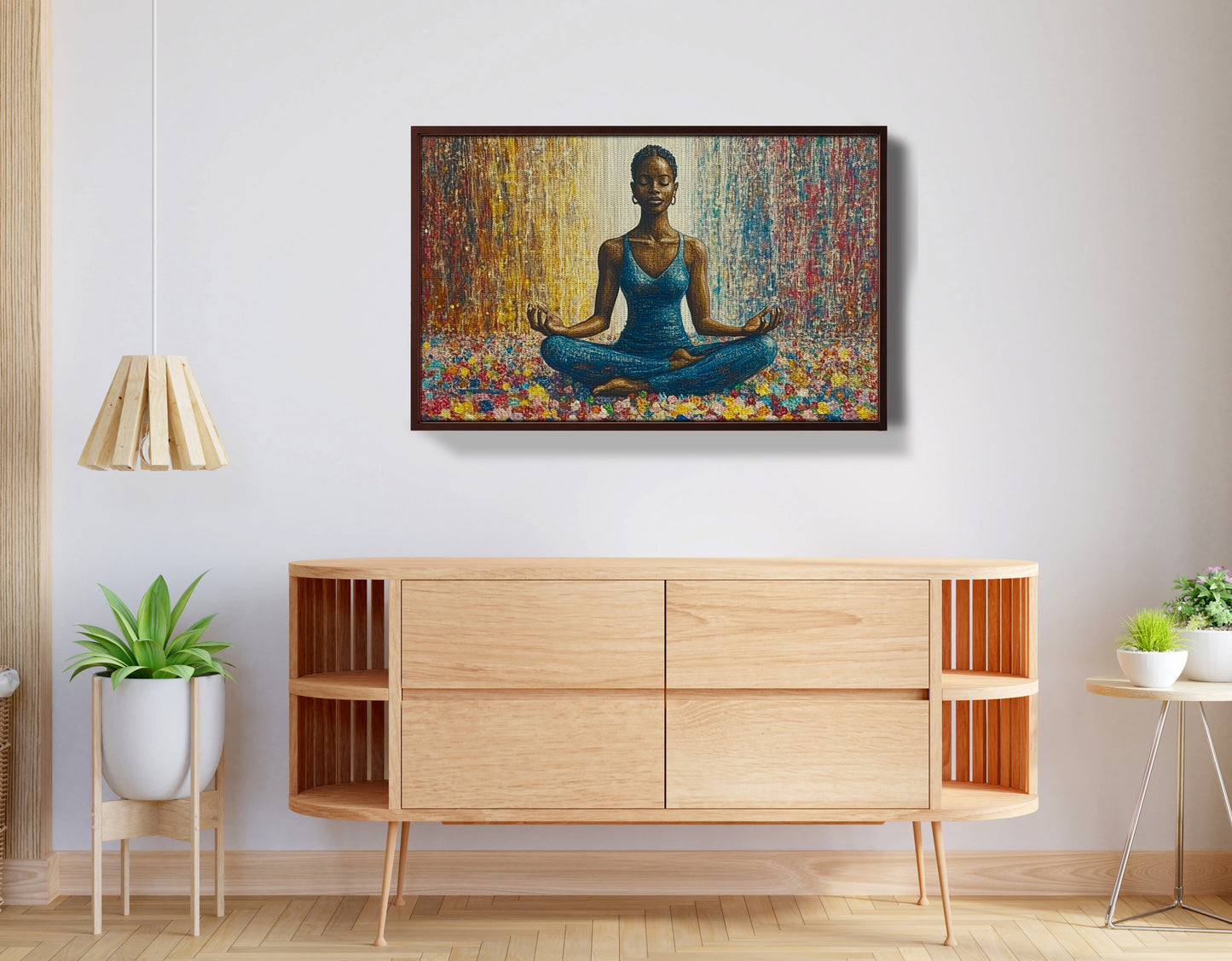 Black Woman Blue Yoga African American wall art view 32