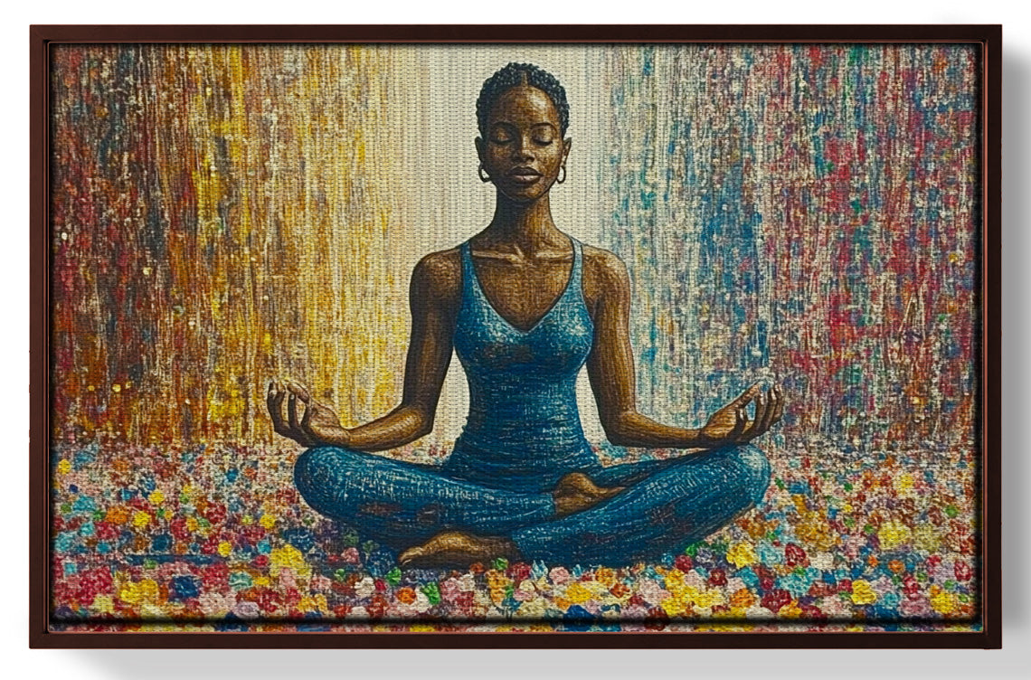 Black Woman Blue Yoga African American wall art view 31
