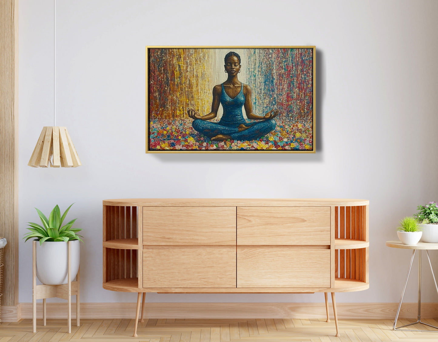 Black Woman Blue Yoga African American wall art view 38