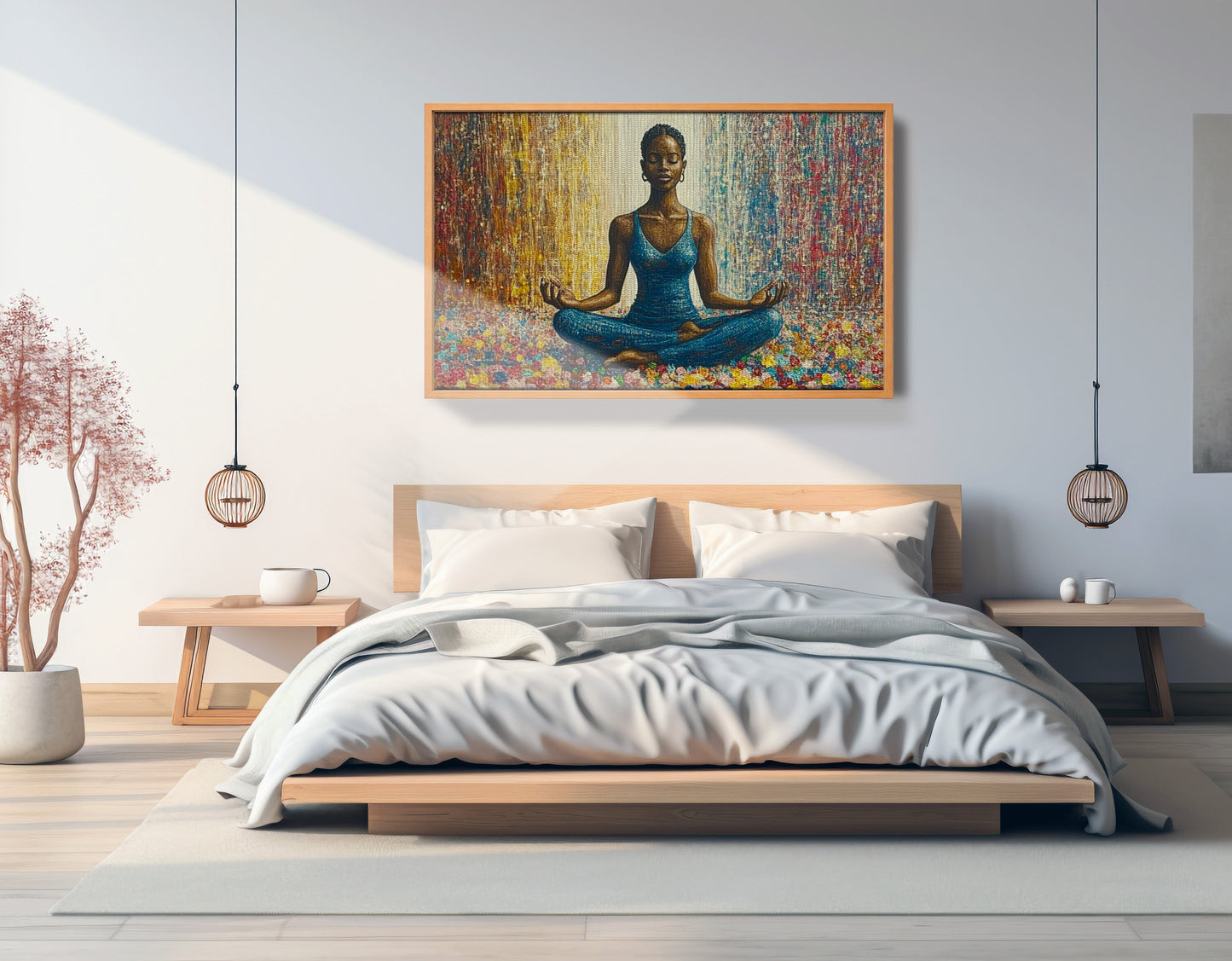 Black Woman Blue Yoga African American wall art view 45