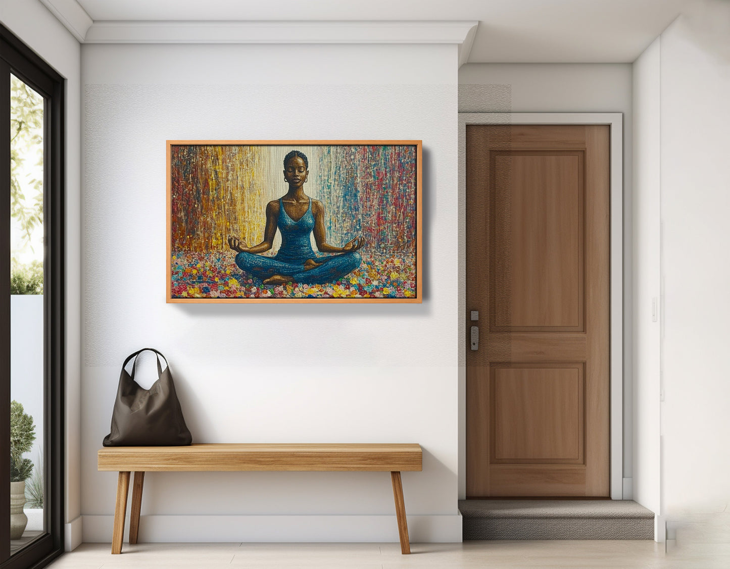 Black Woman Blue Yoga African American wall art view 47