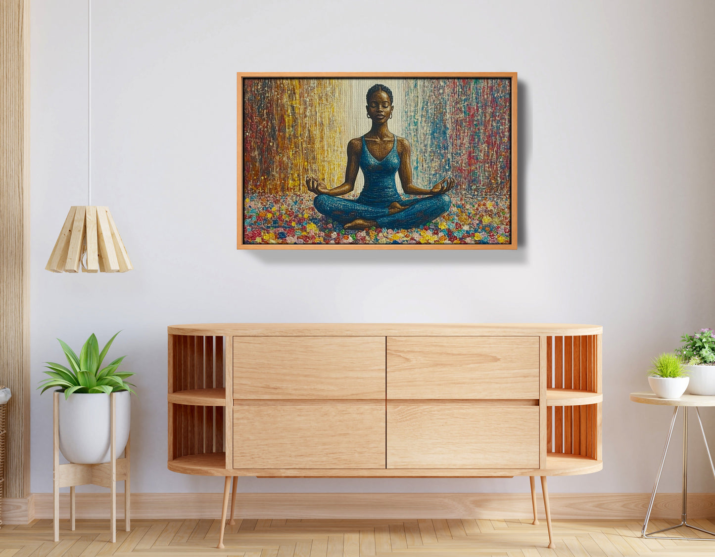 Black Woman Blue Yoga African American wall art view 44