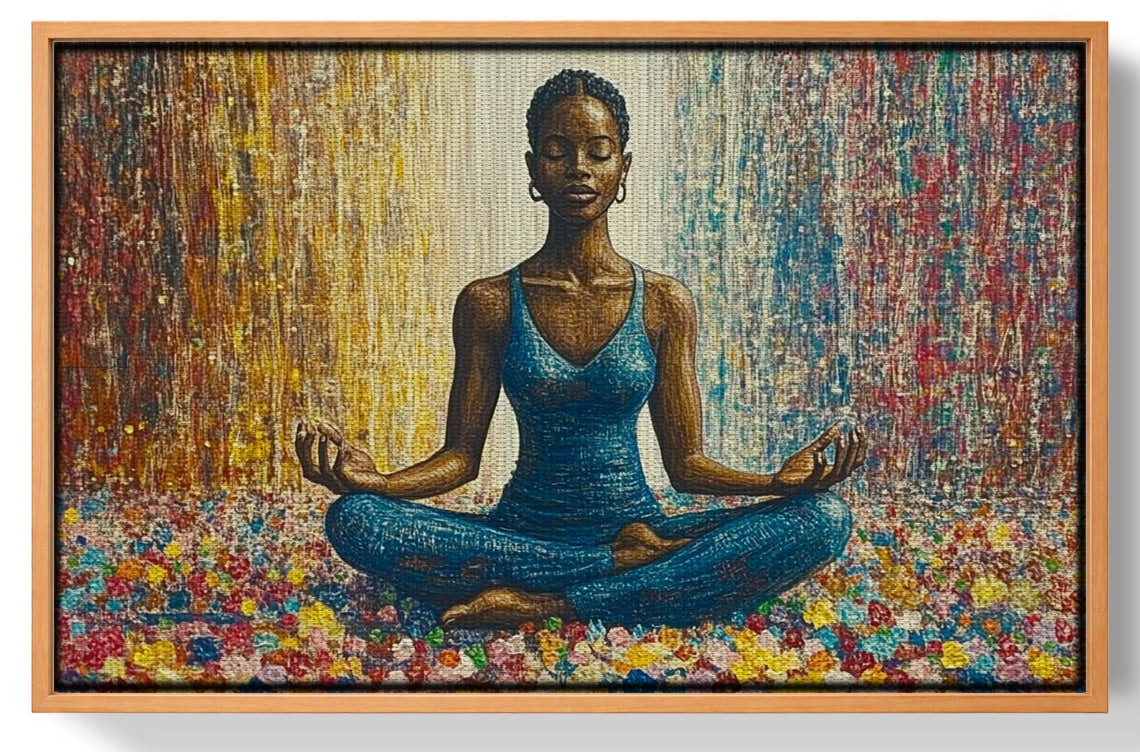 Black Woman Blue Yoga African American wall art view 43