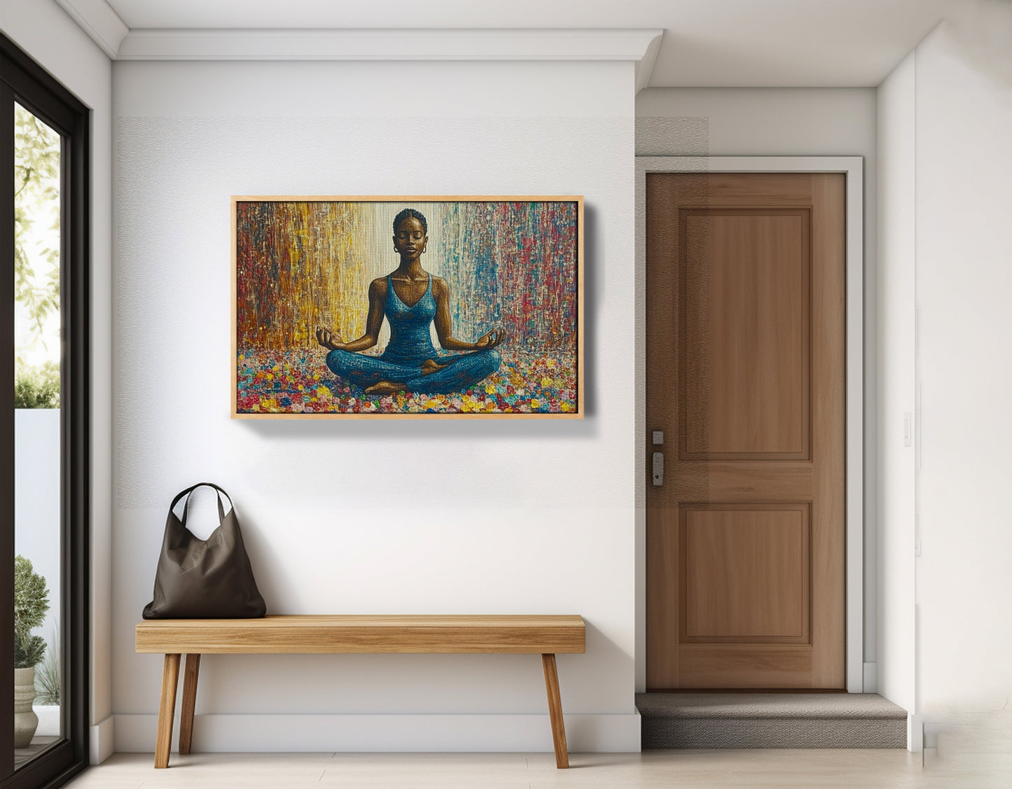 Black Woman Blue Yoga African American wall art view 53