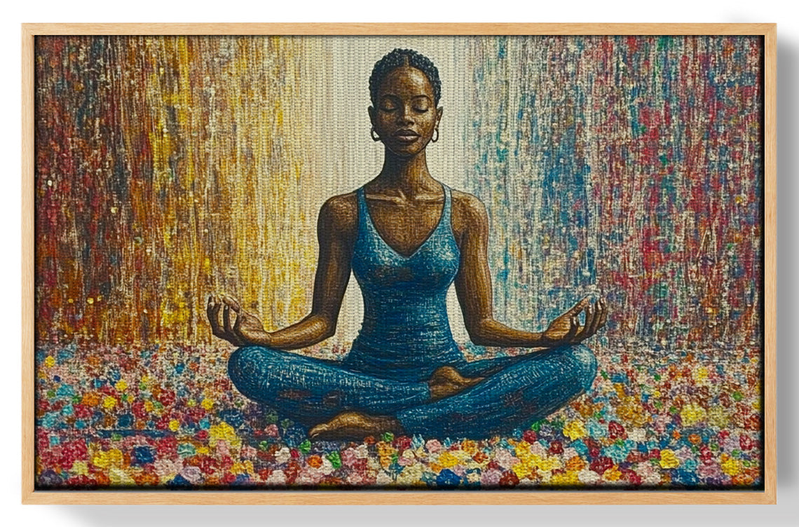 Black Woman Blue Yoga African American wall art view 49