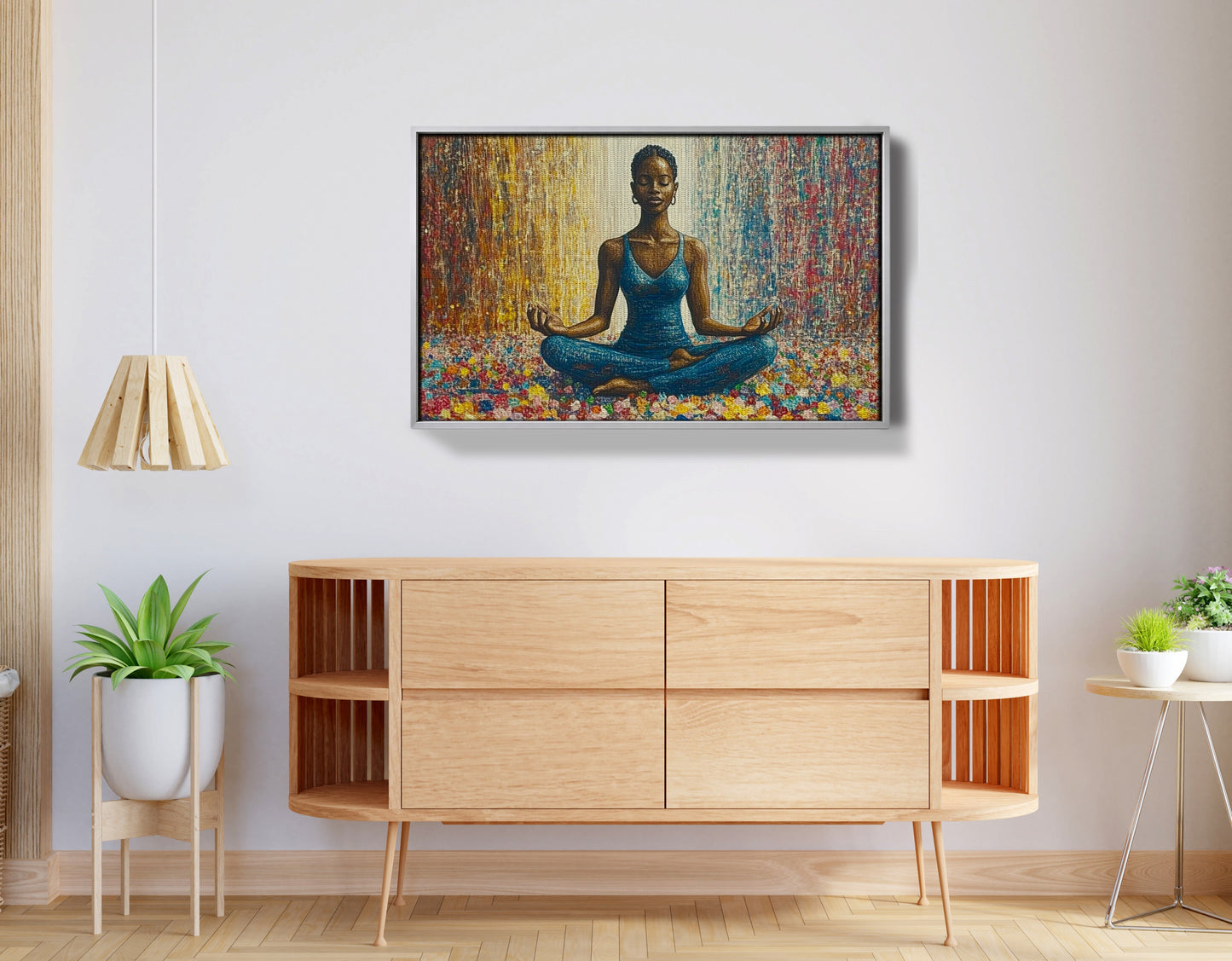 Black Woman Blue Yoga African American wall art view 56