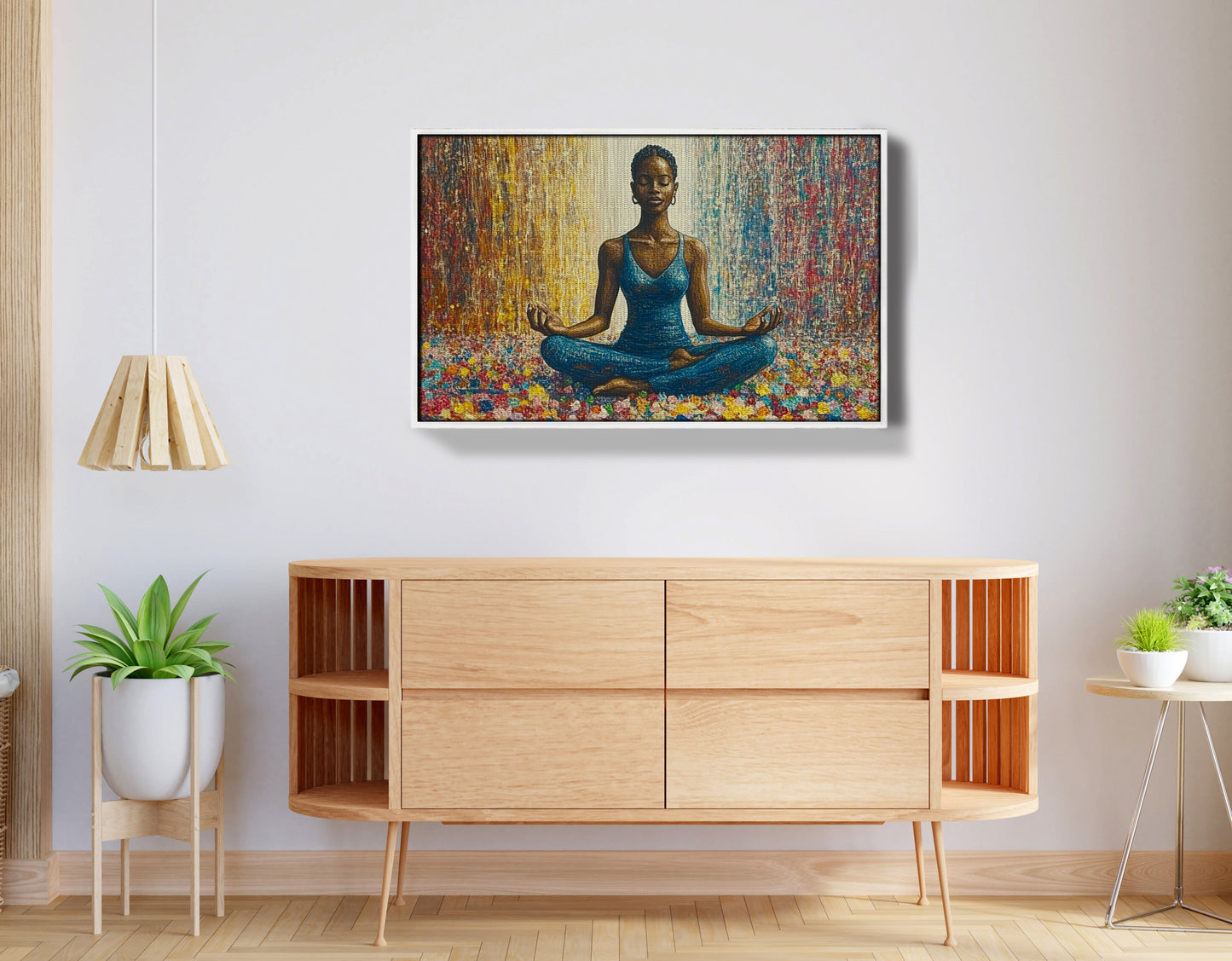 Black Woman Blue Yoga African American wall art view 62